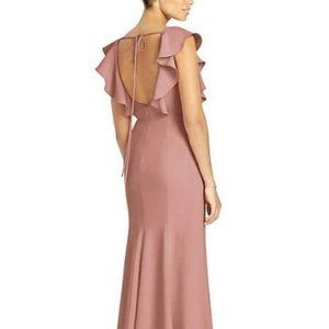 New Dessert Rose Crepe Dress, Ruffle Flutter Sleeve Bridesmaid Formal Dessy